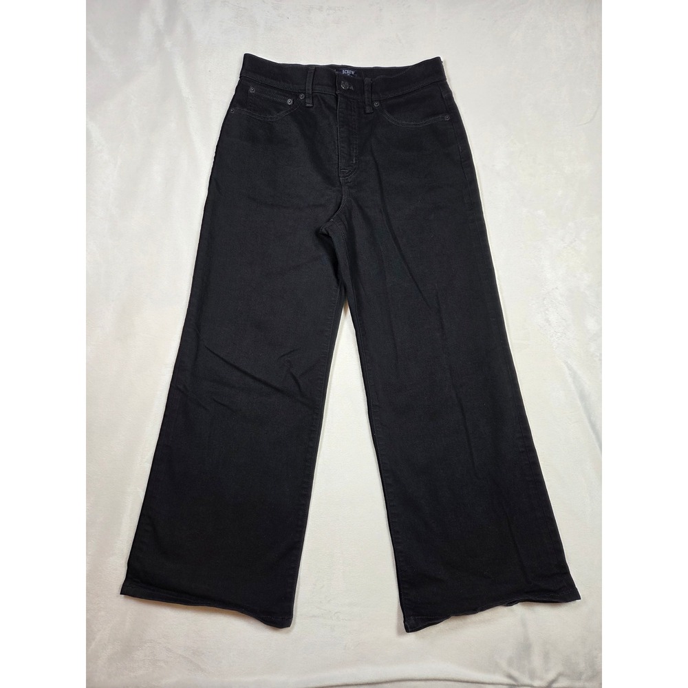 J.Crew Wide-Leg Crop Jeans Black High Rise Denim Pants Size 28